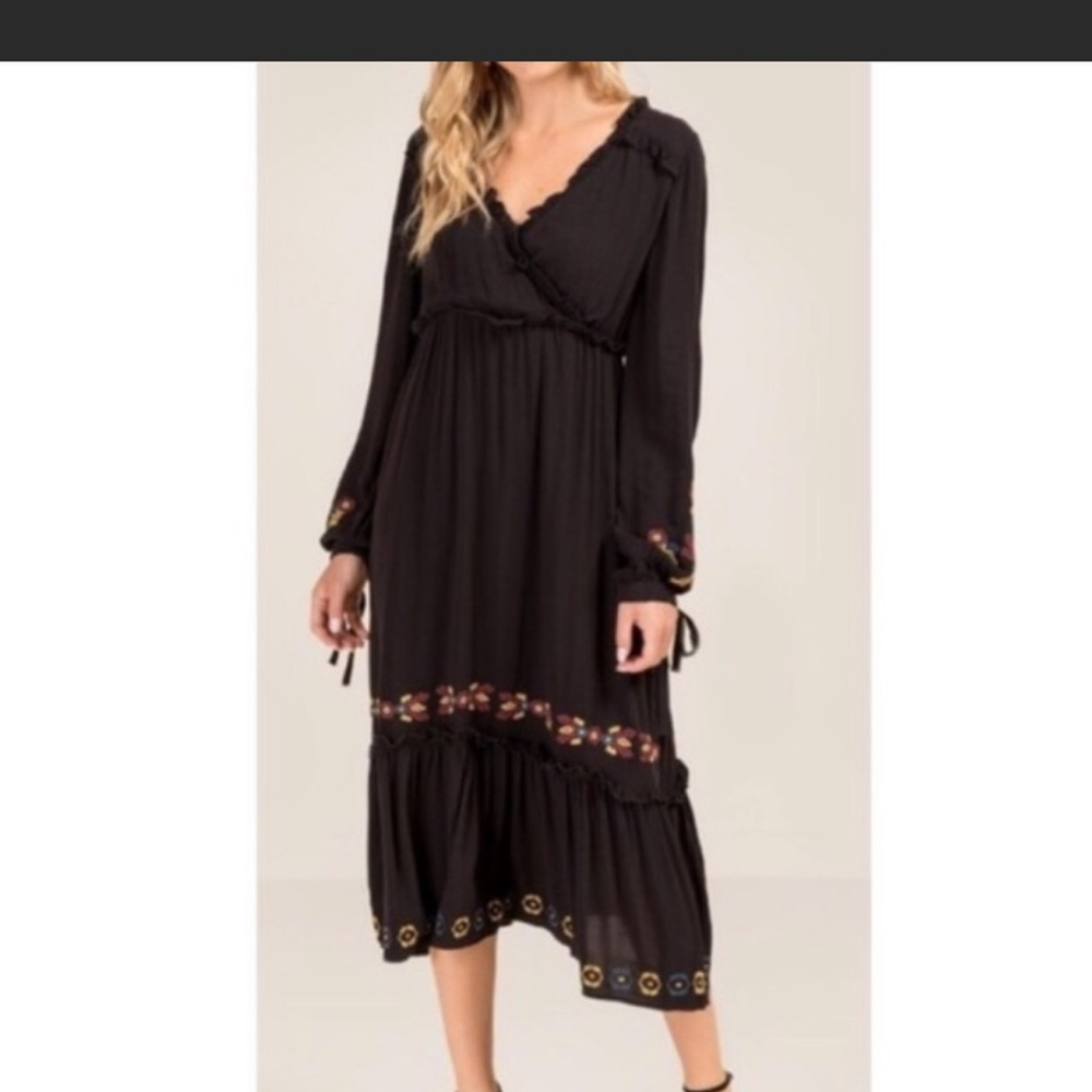 Francesca’s Collections Black Embroidered Dress